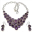 Earring and Necklace Set Sterling Silver Amethyst Jewelry (gnklcs368)