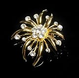 Gold-plated Flower Pin Brooch W/Swarovski Crystals, Vintage Flower Brooch, Jewelry Gift, Gift ideas