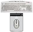 Battery Free Wireless Optical Mouse and Pad (4 Ft. Chord) Plus Large Print White with Black Letters English USB Wired Keyboard Bundle