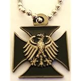 German Eagle IRON CROSS Military Army Pendant Necklace