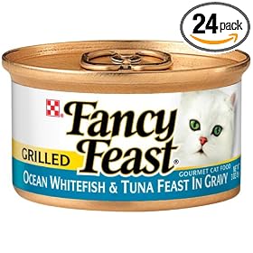 Fancy Feast Gourmet Cat Food Grilled Ocean Whitefish & Tuna Feast in Gravy, 3-Ounce Cans (Pack of 24)