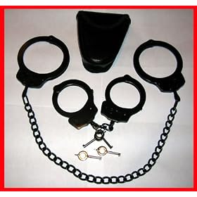 BLACK Handcuffs & LEG Cuffs COMBO Package With CASE!