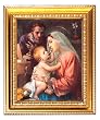 Holy Family in Wood Frame with Golden Trim, 11.25" x 13.25" - MADE IN ITALY