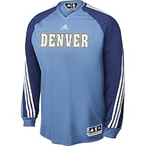 Denver Nuggets adidas Blue On-Court Long Sleeve Shooting Shirt