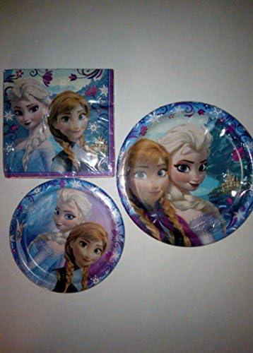 Disney Frozen Anna and Elsa Disposable Plates in Two Sizes and 2 Ply Luncheon Napkins