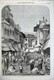 1858View Main Street Agra Cattle People Buildings India