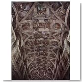 Michelangelo Buonarroti (Ceiling fresco of Creation in the Sistine chapel, general view) Art Poster Print - 11x17