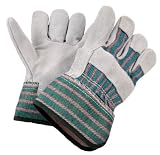 G & F Kids Garden Gloves leather palm with Rubberized Safety Cuff, Kids Size, 2-Pair