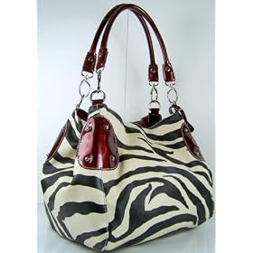 Women Handbags Purses Zebra Print Tote Bag Hobo Wine