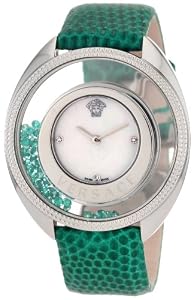Versace Women's 86Q961MD497 S455 Destiny Precious Genuine Lizard Mother-Of-Pearl Diamond 70-Emerald Watch from Versace