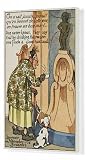 Canvas Print of Manneken Pis Postcard Album - Ancient woman takes the water