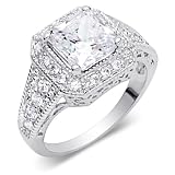 Gorgeous Princess Cut White Cubic Zirconia Size 8 Ring in Sterling Silver