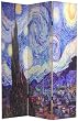 Larger Size - 6ft. Van Gogh Art Print Canvas Room Divider - Starry Night & Sunflowers - 3 Panels