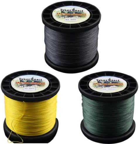Shake Whale 3Pcs Different Colors 100-Percent PE Good Quality Briad Fishing Line 70LB 1000 Yards total 3000Y Yards