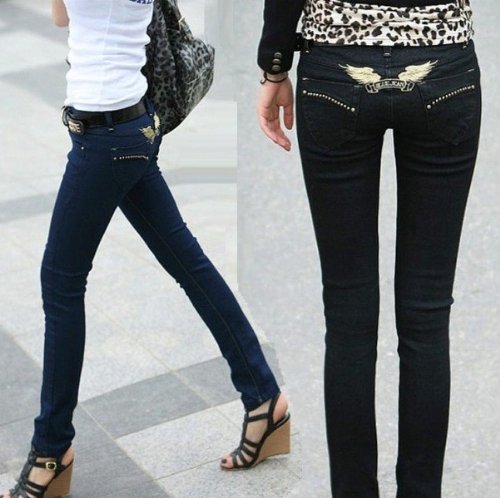 【大きいサイズ】LL~4L 刺繍入りストレッチ美脚デニムパンツ スキニーパンツ