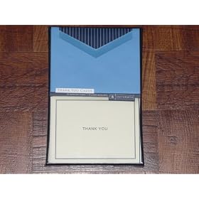 Southworth Fine Cotton Stationary: Embossed Thank You Cards with Coordinated Lined Envelopes - 20 pack, Navy Blue