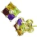 18k Yellow Gold Plated Sterling Silver Multi-Stone Diamond Accent Stud Earrings