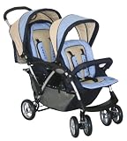 MARCO Tandem S tds-cic - Luxus-Kinderwagen f�r zwei Kinder, R�ckenlehne mit Rasterverstellung, inkl. Regenverdeck, Rahmen und R�der im Hochglanz, blau