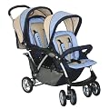 MARCO Tandem S tds-cic - Luxus-Kinderwagen f�r zwei Kinder, R�ckenlehne mit Rasterverstellung, inkl. Regenverdeck, Rahmen und R�der im Hochglanz, blau