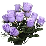 17" Elegant Silk Roses Wedding Bouquet Lavender #23
