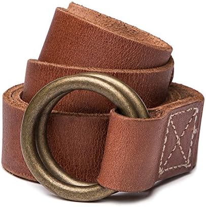 Jean Shop Double Ring Leather Belt Accessory Made in USA S 34 - 36 Waist Brown