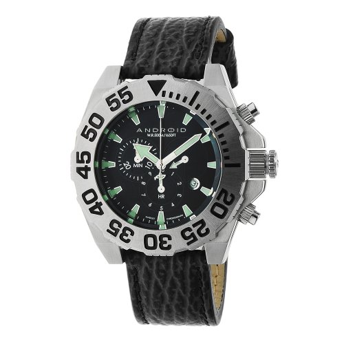 Android Divemaster Silverjet 500 Quartz Chronograph Leather Strap Watch