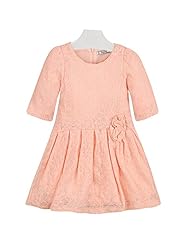Girls Acrylic/Elastane/Polyamide/Polyester/Wool Lace Pleated Applique Ruched Floral Print  Dress