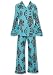 Frankie & Johnny Plus Size Damask Bamboo Flannel Blue Lounger Pajama