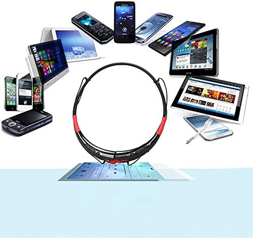 ActionFly Universal HBS-740 Wireless Stereo Bluetooth 4.0 Headset Universal Vibration Neckband Style Headset Earphone Headphone For Cellphones Enabled Bluetooth (Black-Red)