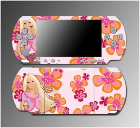 Barbie Flower Power Pink Princess Dress Video Game Vinyl Decal Sticker Cover Skin Protector 6 for Sony PSP Slim 3000 3001 3002 3003 3004 Playstation Portable