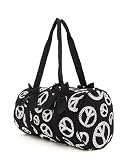 Medium Quilted Peace Sign Duffle Bag - Choice of Colors (Black/White)