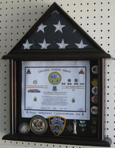 Military Shadow Box 3' X 5' Flag Display Case (NOT for Burial or Funeral size Flag)-Solid Wood, Mahogany Finish (FC11V-MA)