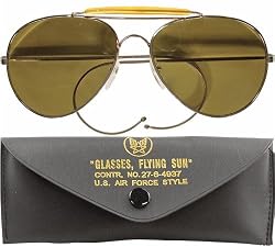 Brown Lenses Air Force Style Aviators Sunglasses With Case