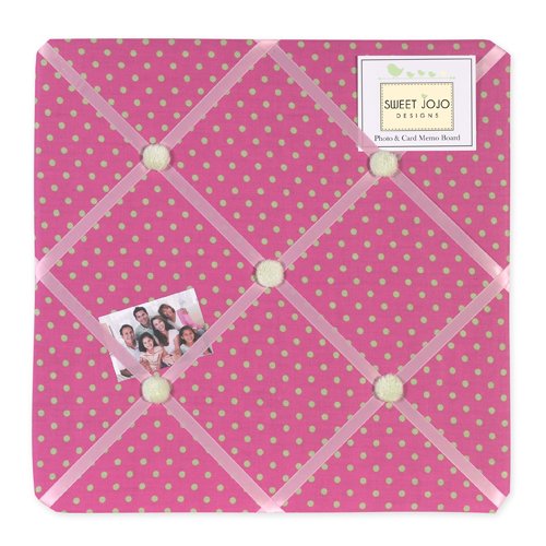 Pink and Green Jungle Friends Polka Dot Fabric Memory/Memo Photo Bulletin Board by Sweet Jojo Designs