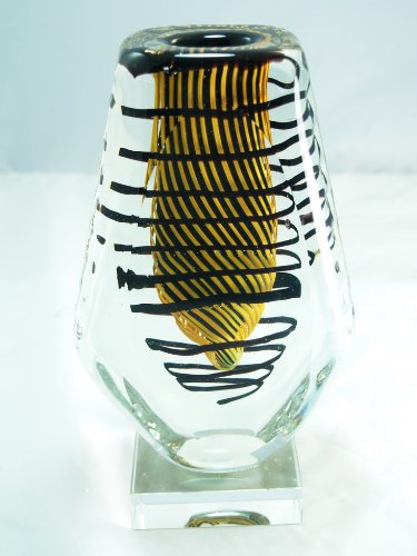 Murano Design Vase Mouth Blown Art Rainbow Amber Vase