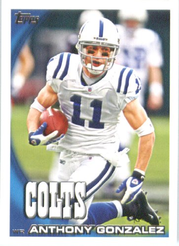 2010 Topps NFL Football Card # 38 Anthony Gonzalez - Indianapolis Colts - NFL Trading Card in a Protective ScrewDown Case!