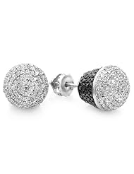 1.10 Carat (ctw) Sterling Silver Round White Diamond Ladies Stud Earrings 1 CT