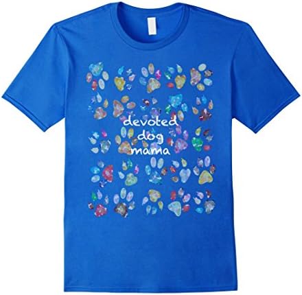 Men's Devoted Dog Mama Paw Print T-Shirt 2XL Royal Blue