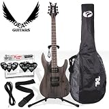 Dean Vendetta XM with Tremolo (VNXMT-TBKS), Transparent Black Satin Electric Guitar Kit - Includes: Guitar Cable, Strap, Stand, Planet Waves 12-Pick Shredder Pack & TKL Gig Bag