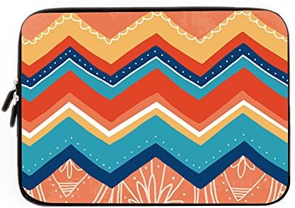 Blue Red Chervon Pattern Water-Resistant Sleeve Case Cover Protective Pouch Bag for Dell, HP, Lenovo, Apple, Acer, Toshiba, Dell, Sony, Fujitsu and NEC