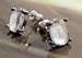 Fashion earrings 942 clear or pale grey stud design in white coloured metal - for pierced ears