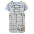 Lullaby Club Blue Newborn Boys 2pc Plaid Shortall Set - 9M