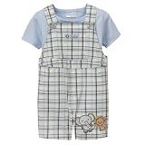 Lullaby Club Blue Newborn Boys 2pc Plaid Shortall Set - 9M