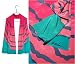 ULRIKE Oblong Flat Crepe Silk Scarf - Bold carmine and turquoise presented in a very ...