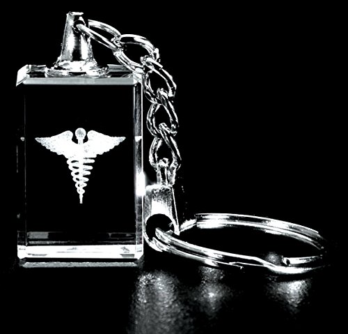Medical Caduceus 3d Laser Crystal Key Chain, Anatomy, Doctors, Medical Students