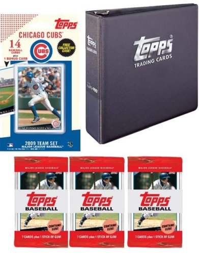 Chicago Cubs 2009 Topps MLB Team Set with 3 Ring Binder and 3 Topps Packs