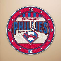Philadelphia Phillies 12in Art Glass Clock MLB Baseball Fan Shop Sports Team Merchandise