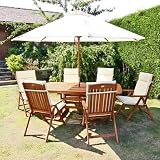 from BillyOh BillyOh Prestige 2.0m Rectangular Ext 6 Seat Garden Furniture Set with Natural Cushions & Parasol