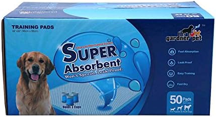 Gardner pet Training Pads for Dogs and Puppy Underpad Poddy Training Perfect for Housebreaking Great Pee Super Absorbent Large Pad 24 by 24 50 Count