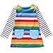 Cute Toddler Baby Kids Girl Long Sleeve Striped Rainbow Party Princess Dress Spring Autumn Clothes (4-5 Years, Rainbow)